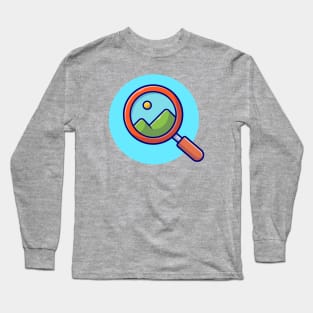 Magnifying Glass Looking For View Cartoon Vector Icon Illustration Long Sleeve T-Shirt